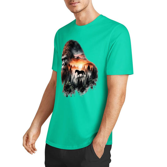 Bigfoot - Sasquatch Scenery Short Sleeve Cotton T-Shirt