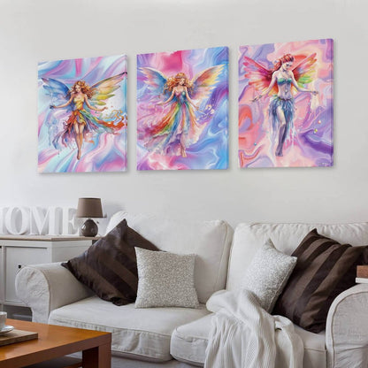 Fairies, Canvas Wall Art - 12”x 16” or 18”x24” (x 3) - Made In USA