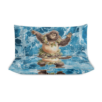 Sasquatch Hula On the Beach 3-Piece Bedding Set-102"x90"/ 259x229cm (Dual-sided Printing)