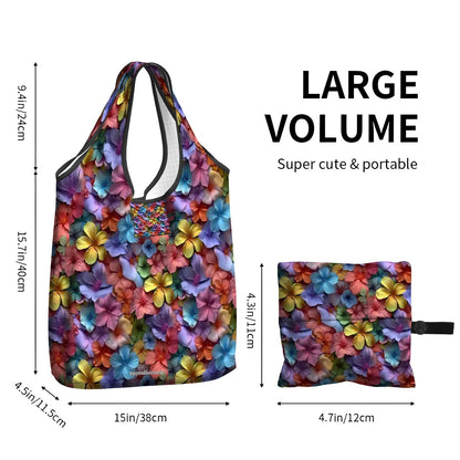 10 Flower Designs, Reusable Folding Bag