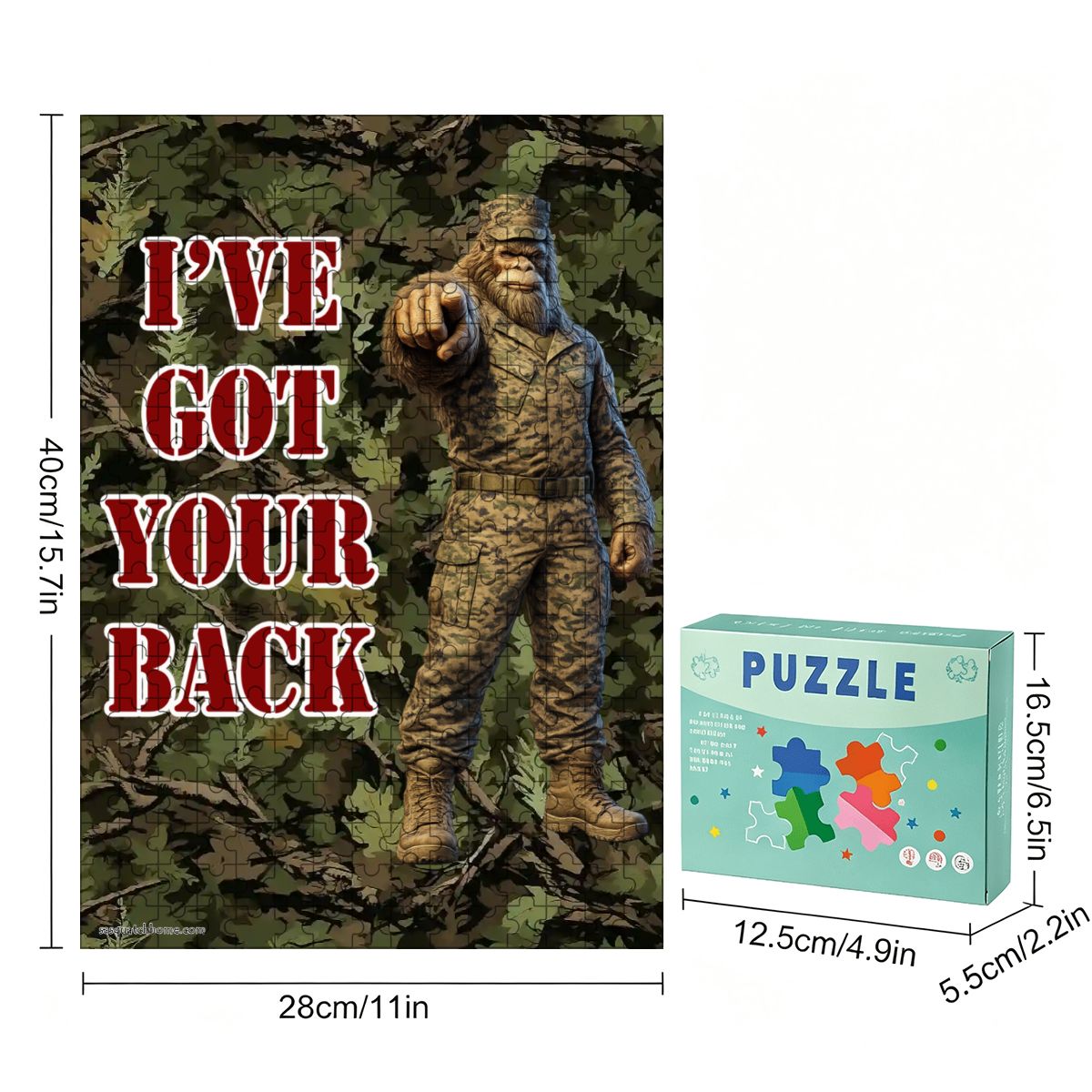 Army Sasquatch "I got your back" 300pcs Wooden Vertical Jigsaw Puzzle