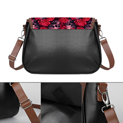 Skulls & Roses, Leather Shoulder Bag / Purse