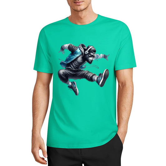 Bigfoot - Sasquatch Jumping Short Sleeve Cotton T-Shirt