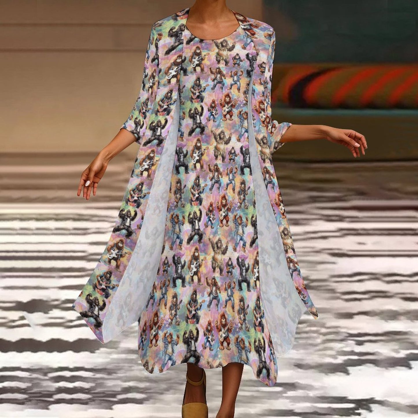 12 More Bigfoot Designs, Women’s Long Dress with Cardigan
