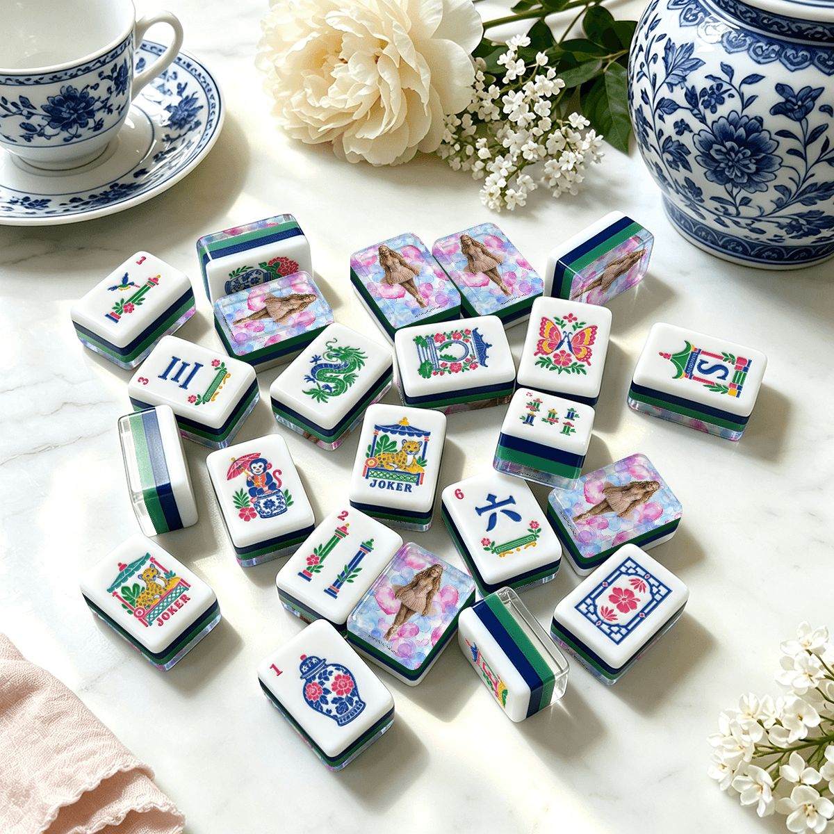Ballerina Sasquatch Chinoiserie Chic American Mahjong Tiles