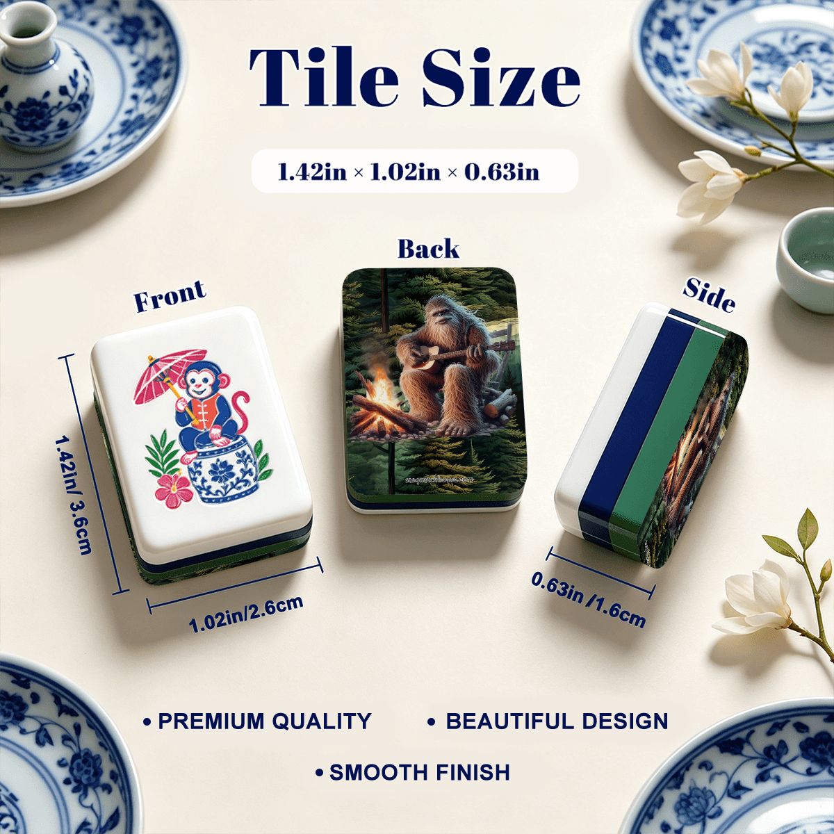 Sasquatch Guitar Fire Chinoiserie Chic American Mahjong Tiles