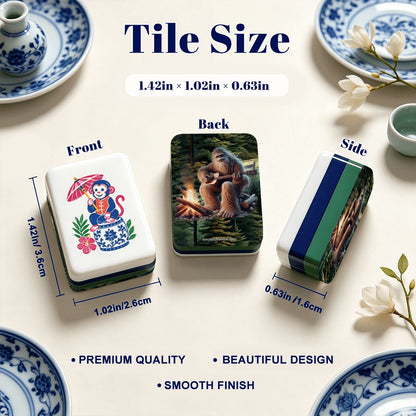 Sasquatch Guitar Fire Chinoiserie Chic American Mahjong Tiles