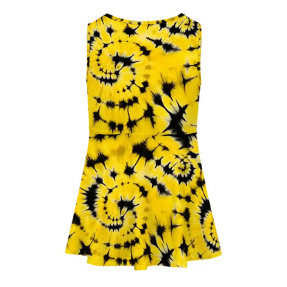 Tie-Dye Themed Girls Polyester Sleeveless Dress