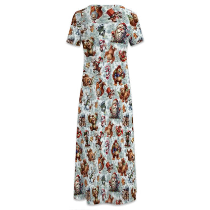 21 Sasquatch/ Bigfoot Designs Crew Neck Short Sleeve Maxi Dress