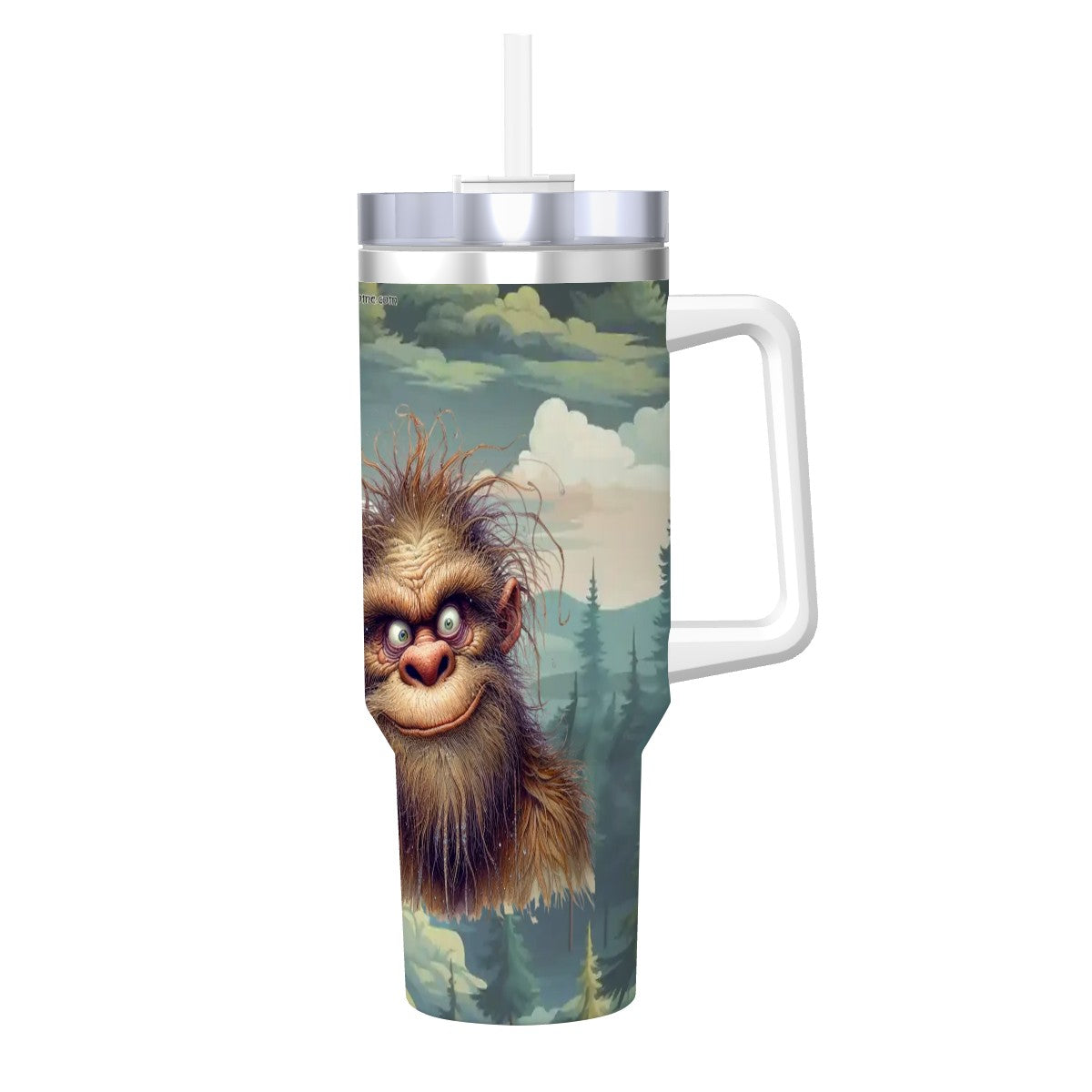 “Sarcastic Sasquatch” Series, “If you find me offensive”, 40 oz Travel Coffee Mug with a Straw