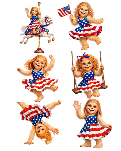 Set of Six Images - Patriotic Sasquatch Girl Digital Download