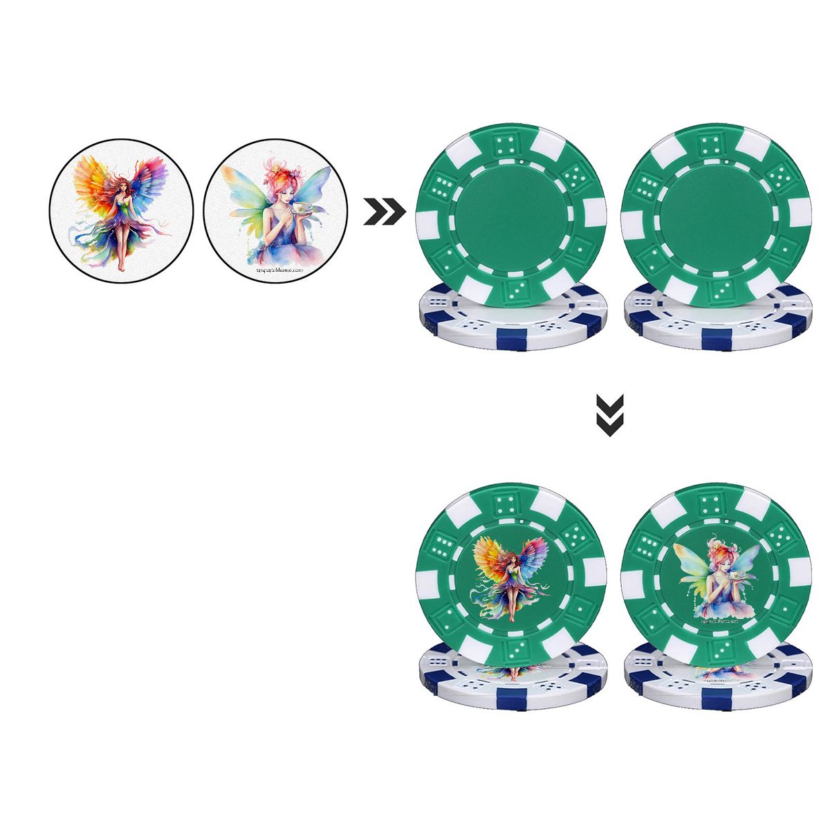Fairies 10 Piece Poker Chips Set