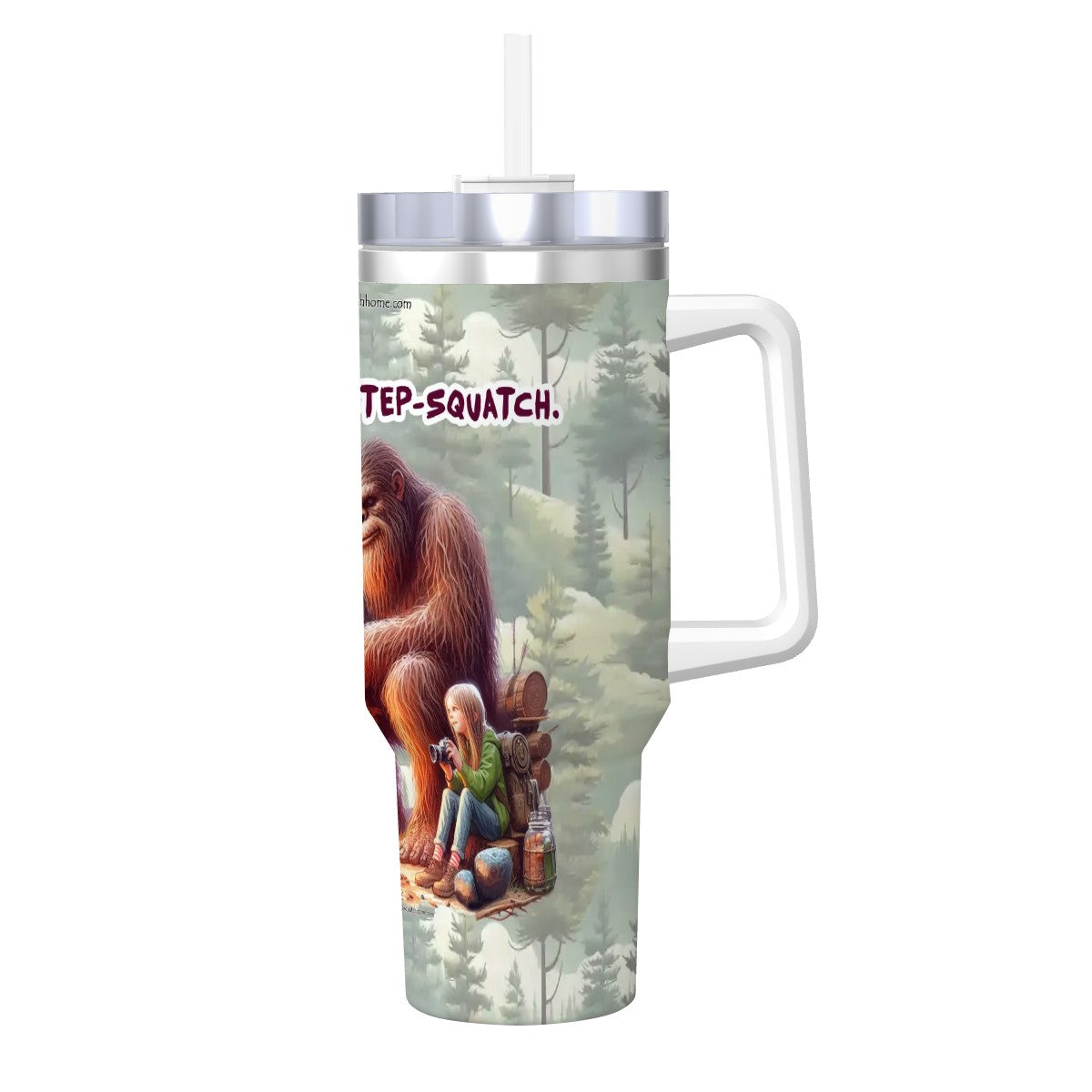 Sarcastic Sasquatch / Bigfoot 40 oz Stainless Steel Travel Coffee Mug with a Straw
