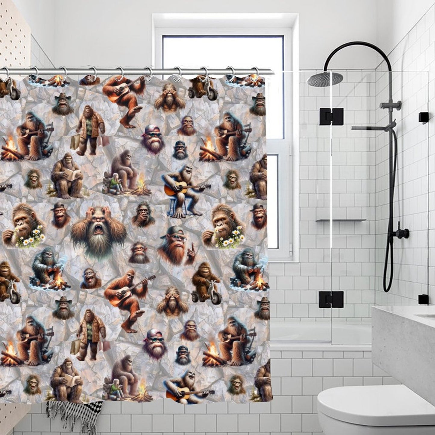 21 Bigfoot Sasquatch Designs, Waterproof Polyester Shower Curtain – Made in the USA – 70.8x70.8”