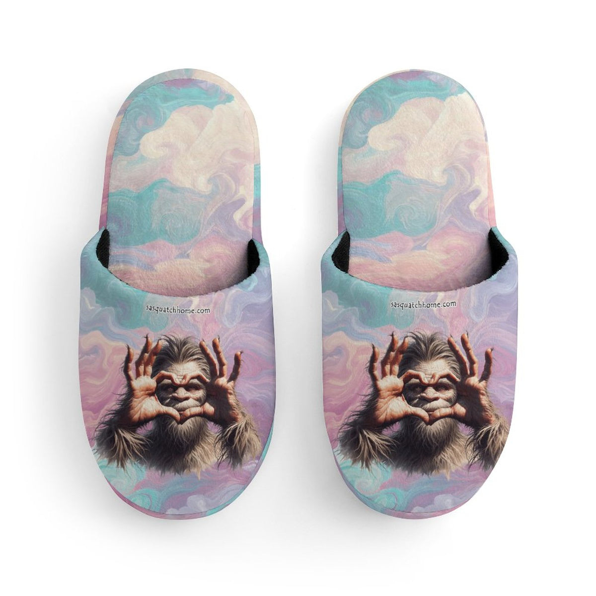 Bigfoot Sasquatch Heart Hands, Flannel Children's Cotton Slippers