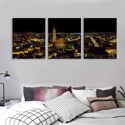 City Scape Canvas Wall Art -16”x 20” (x3) - Made In USA