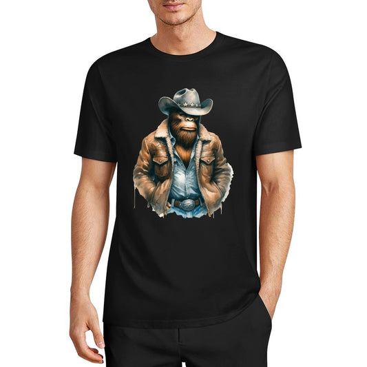 Bigfoot - Sasquatch Cowboy Short Sleeve Cotton T-Shirt