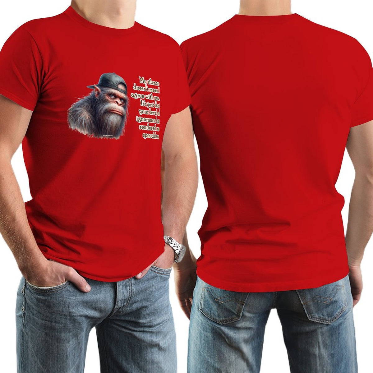"My Silence Doesn't Mean..." Bigfoot, Sasquatch Short Sleeve T-shirt