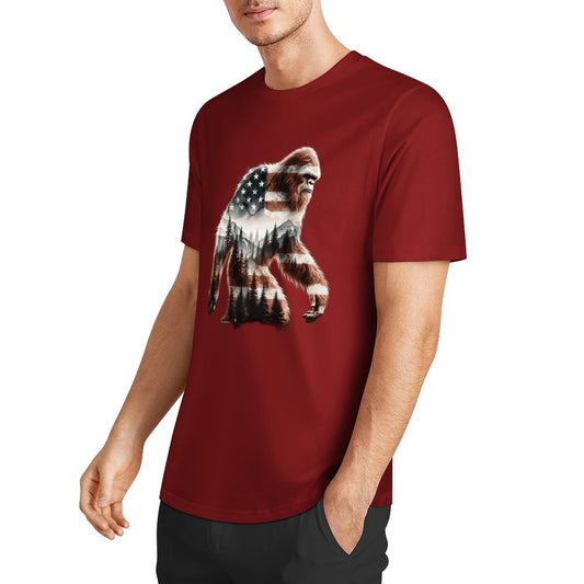 Bigfoot - Sasquatch Flag Scenery Cotton Unisex Long Sleeve T-shirt