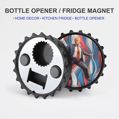 Donald Trump Dancing, 3” Magnetic Can Opener / Coaster / Fridge Decor