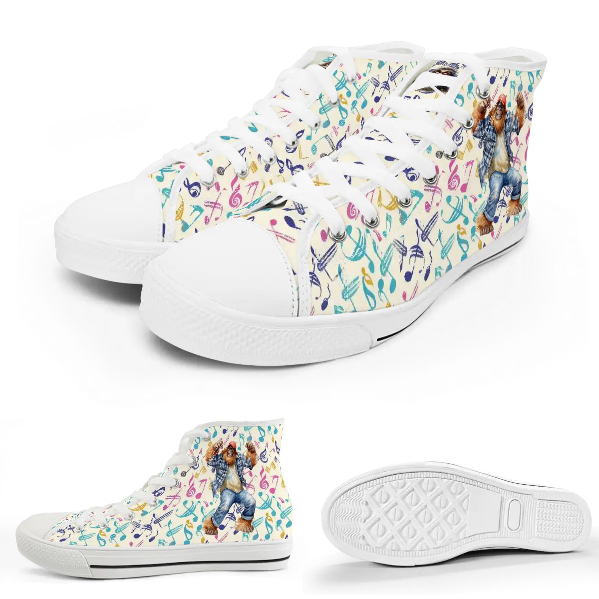 Dancing Bigfoot Sasquatch, Women's High Top Canvas Shoes