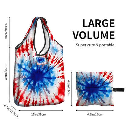 19 Tie Dye Designs, Reusable, Folding Grocery Bags