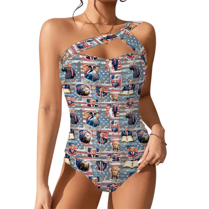 20 Donald Trump Designs, Women One-Shoulder Tankini, Two Piece