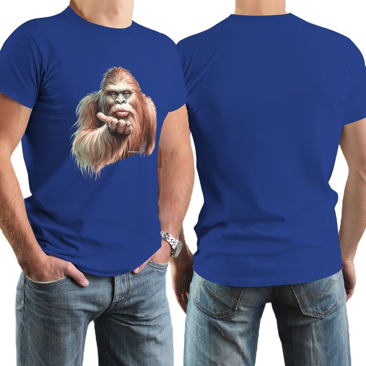 Sasquatch, Bigfoot Blow Kiss, Short Sleeve Cotton T-shirt
