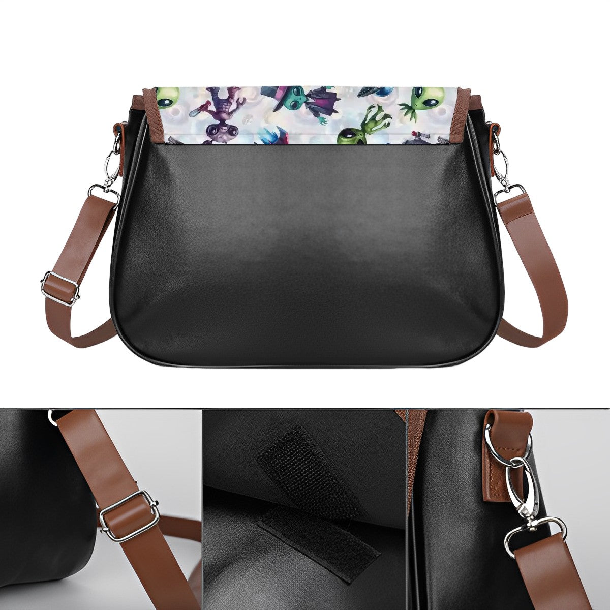 6 Alien Designs, Leather Shoulder Bag / Purse