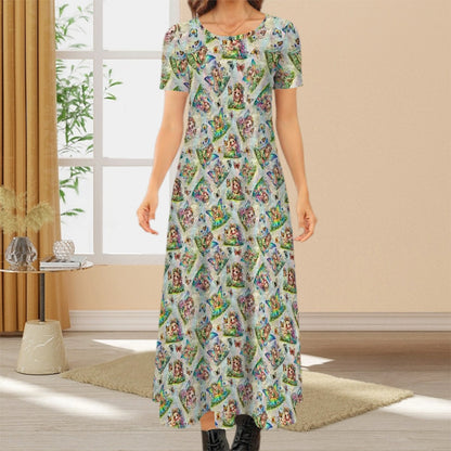 6 Fairy Designs Crew Neck Short Sleeve Maxi Dress