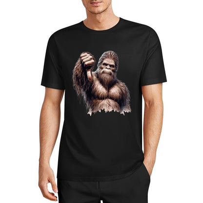 Bigfoot - Sasquatch Thumb Down Short Sleeve Cotton T-Shirt