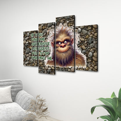 Sarcastic Sasquatch / Bigfoot 4 Panels Canvas Prints Wall Art (Set C)