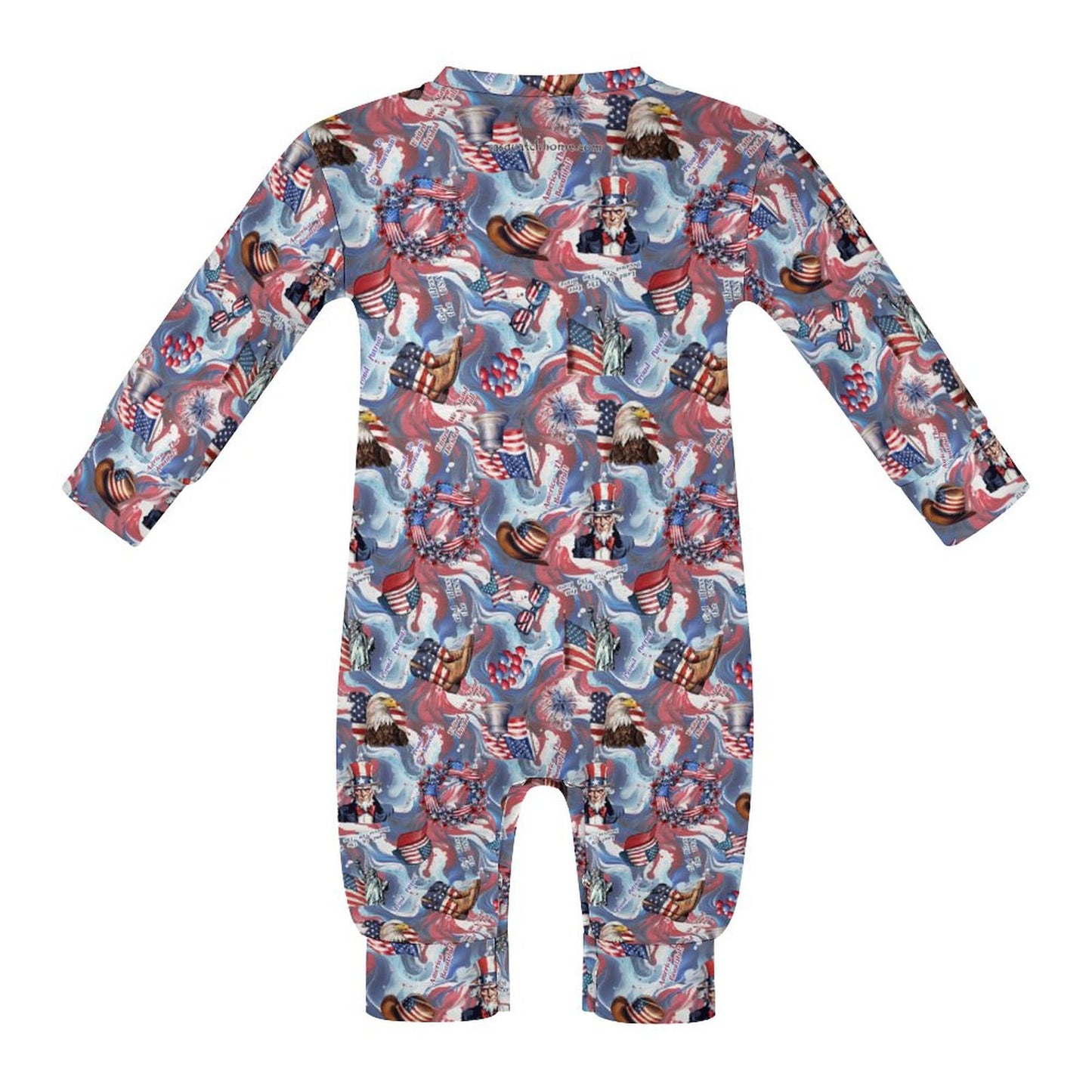 8 Patriot Designs, Long Sleeve Baby / Toddler Romper, Faux Cotton