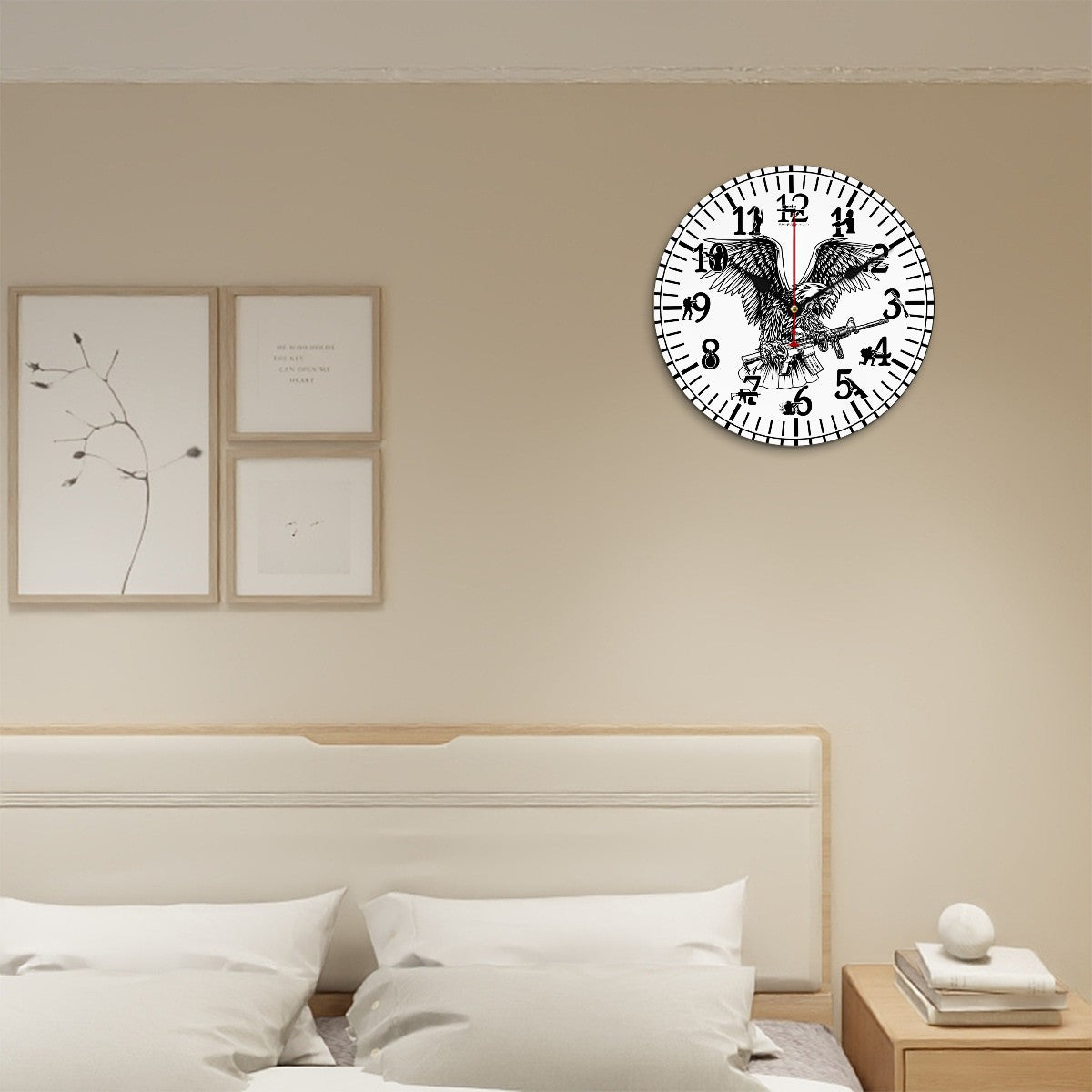 Bald Eagle, Round Wooden Wall Clock