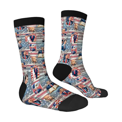 Donald Trump, MAGA, 19 Designs - Polyester Crew Socks, MAGA Socks, Patriotic Socks, Ankle Socks