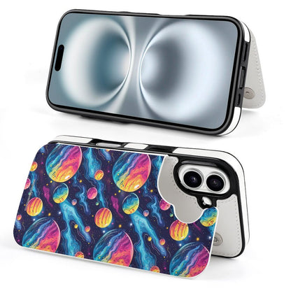 12 Galaxy Outer Space Designs, iPhone 16 Faux Leather Wallet Case