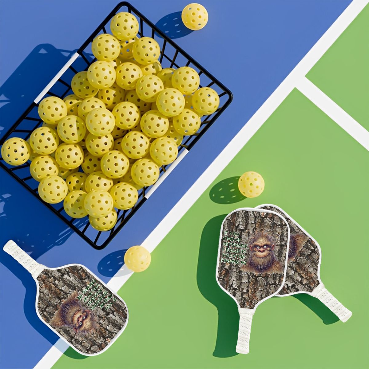 "If You Find Me Offensive..." Bigfoot Sasquatch Quote Pickleball Paddle