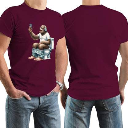 Sasquatch, Bigfoot on Toilet -Short Sleeve Cotton T-shirt Men
