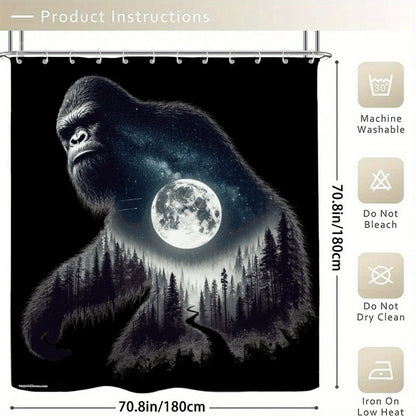 Shadow Bigfoot Sasquatch, Waterproof Polyester Shower Curtain – Made in the USA – 70.8x70.8”