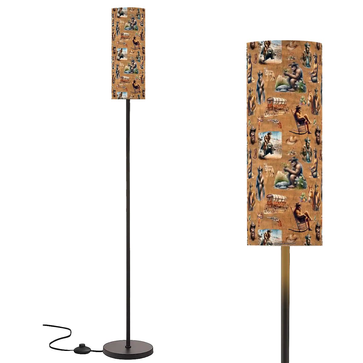 21 Bigfoot Sasquatch Designs, Floor Lamp Modern Standing Lamp (Made in USA)