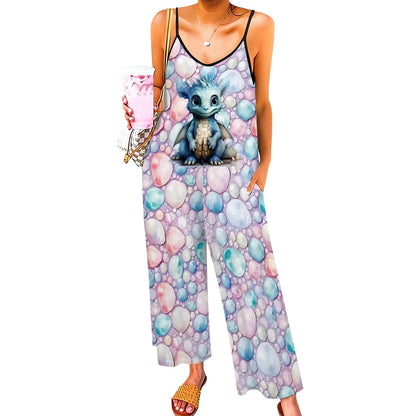 Baby Dragon On Colored Stones, Casual Jumpsuits for Women