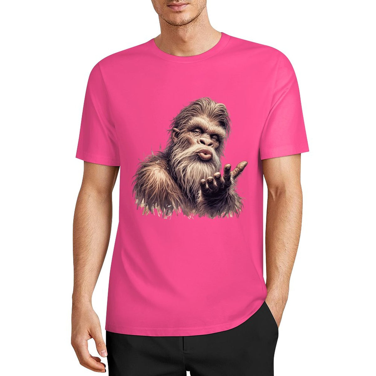 Bigfoot - Sasquatch Blowing Kiss Short Sleeve Cotton T-Shirt