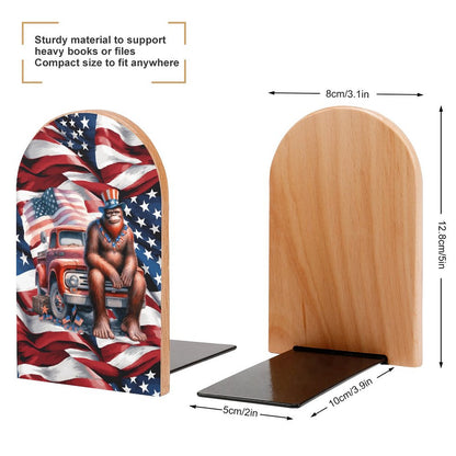 Patriot Sasquatch / Bigfoot, Wood Bookends