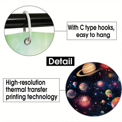 12 Galaxy Designs, Waterproof Polyester Shower Curtain – Made in the USA – 70.8x70.8”