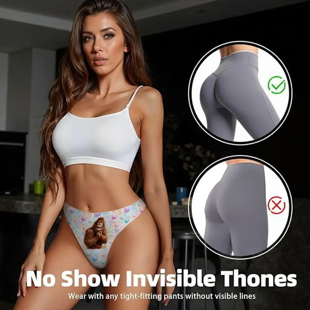 Women’s Polyester Thong, Panties, Underwear - Happy Bigfoot