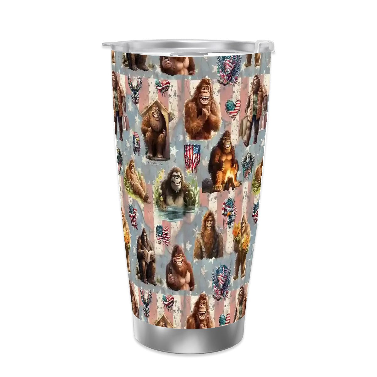 Bigfoot / Sasquatch Themed 20 oz Travel Coffee Mug w/ Straw & Brush Options