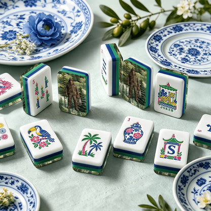 Fishing Sasquatch Chinoiserie Chic American Mahjong Tiles