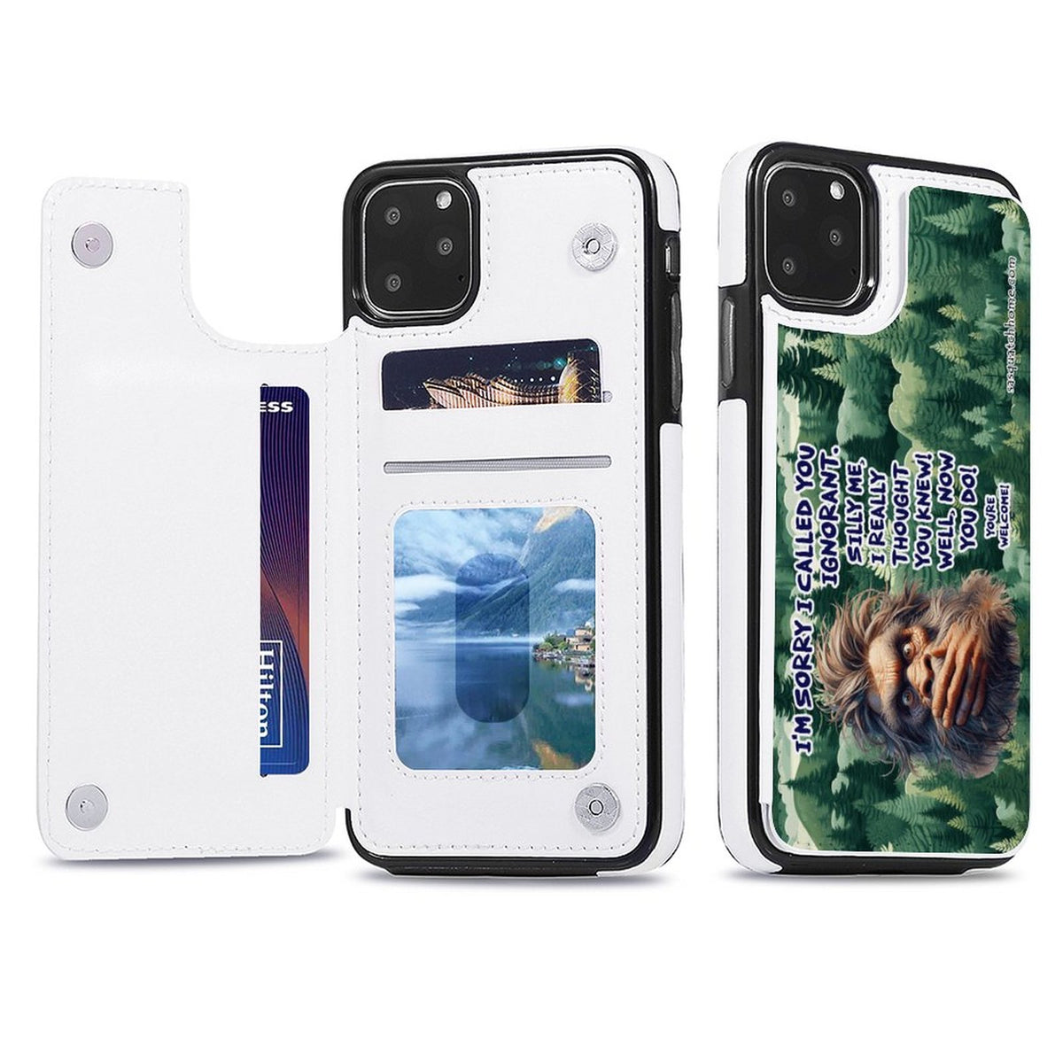 Bigfoot, Sasquatch, Iphone Pro Max Cell / Mobile phone wallet case, "I'm sorry.."