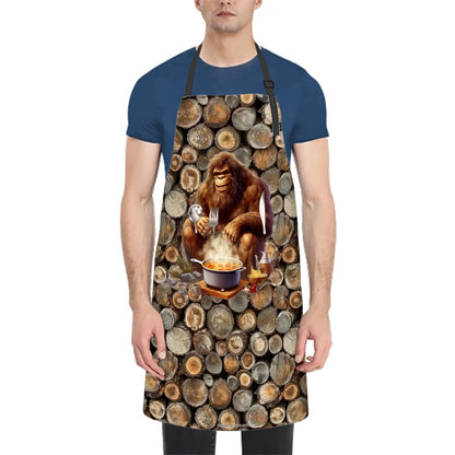 Bigfoot Sasquatch Fire Cooking, Waterproof Apron with Pockets