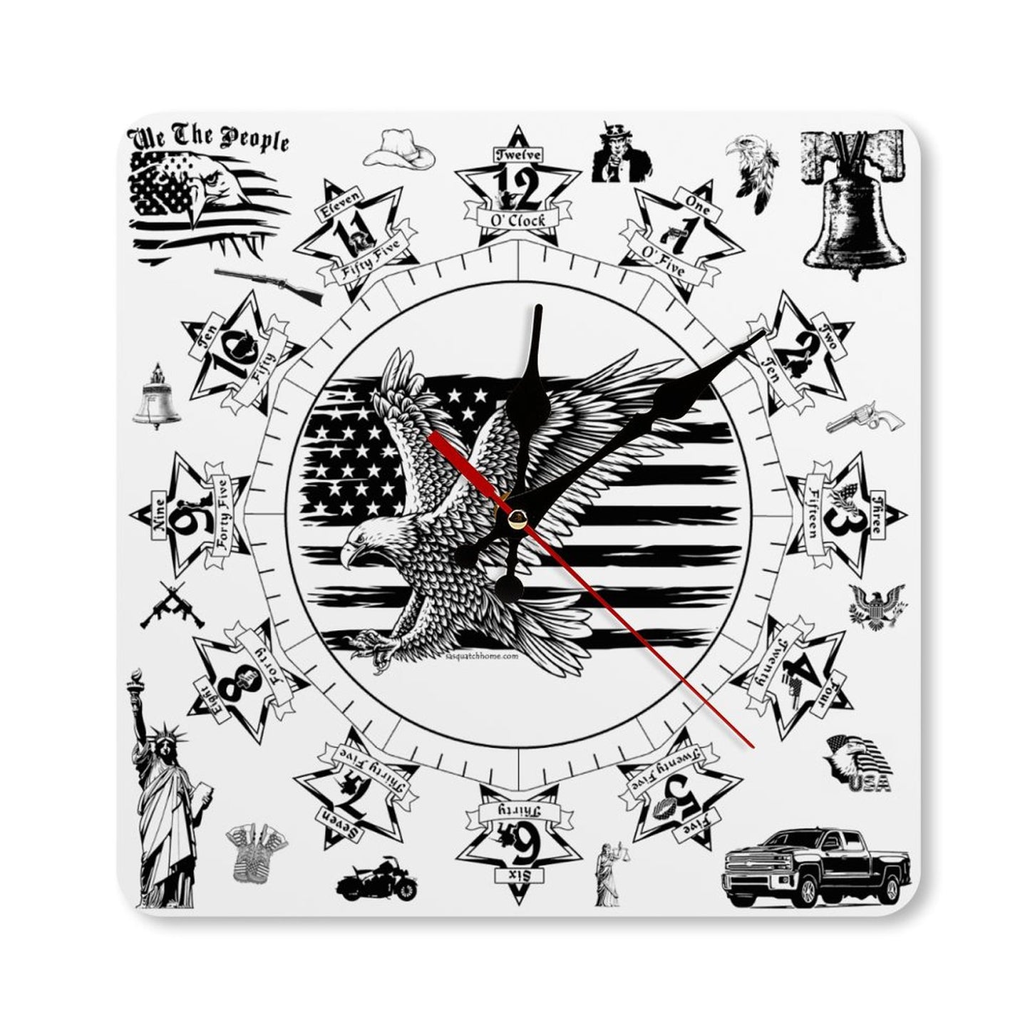 Patriotic Square Wall Clock- Made in USA